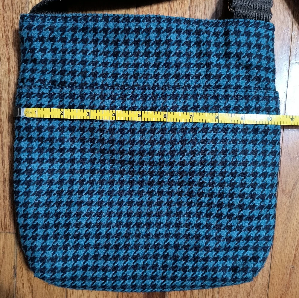 3/$10⭐ Thirty-One crossbody bag purse, blue/navy/brown hounds tooth - Picture 9 of 11